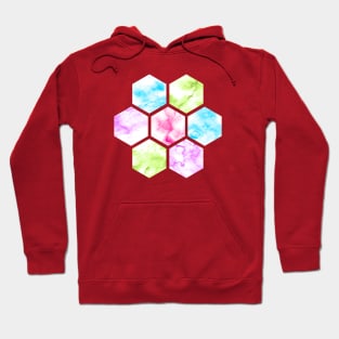 Marble Honeycomb | Purple Blue Green | Pink Background Hoodie